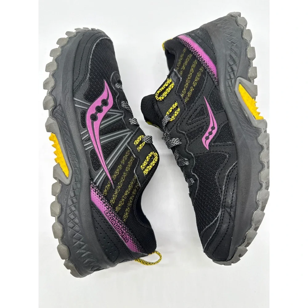 Saucony Excursion TR14 Trail Running Shoes Women 7.5 Black Pink Excellent Rugged